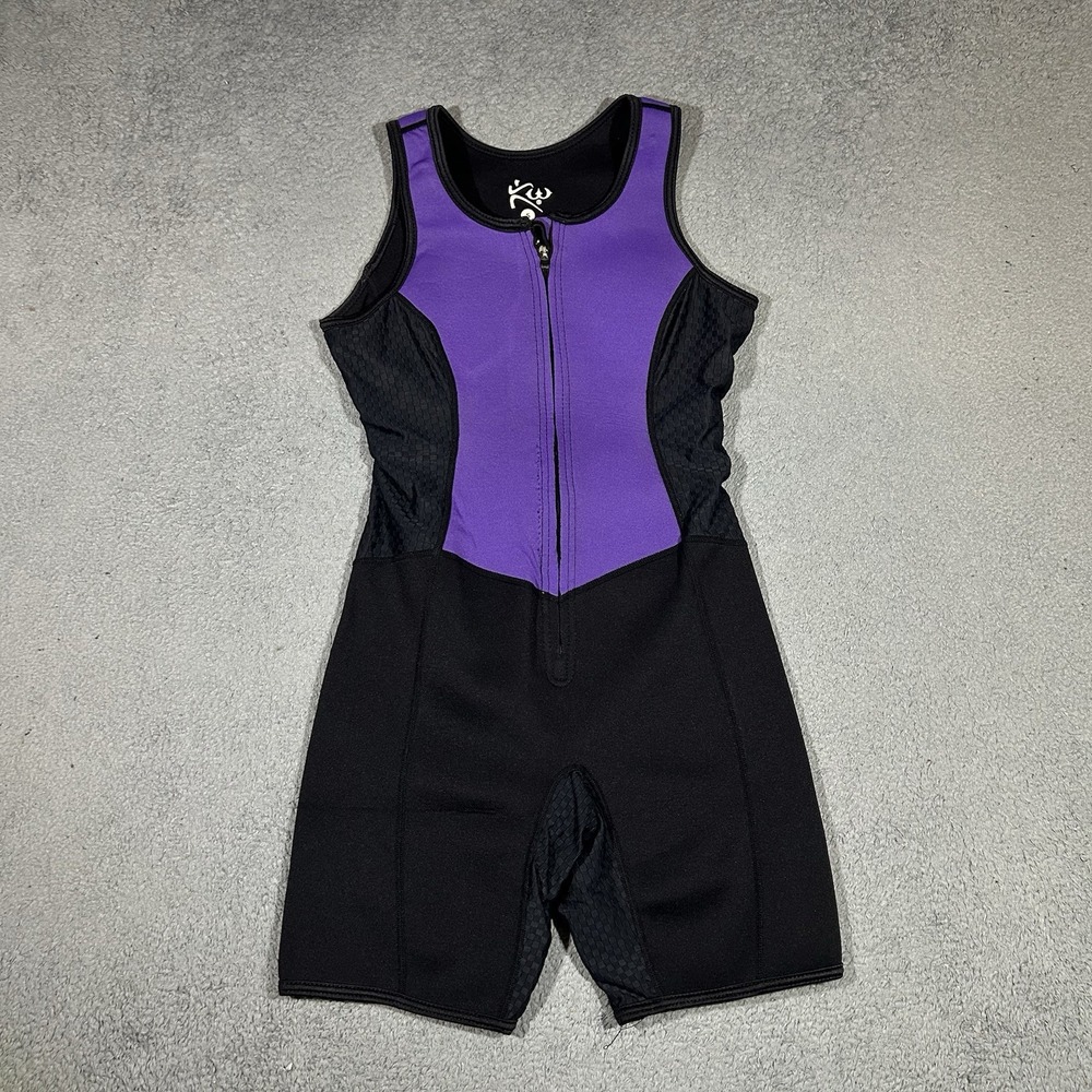 Kutting Weight Womens Zip-Up Sauna Suit Purple Black Athletic Weight Loss Small